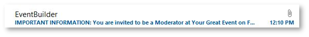 EventBuilder Outlook email invitation.