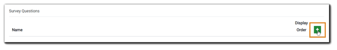 Screenshot: Survey Questions function with the green 'add' icon highlighted.