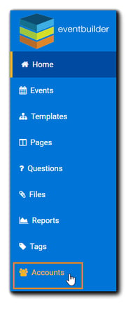 Screenshot: Portal navigation, with Accounts option highlighted.