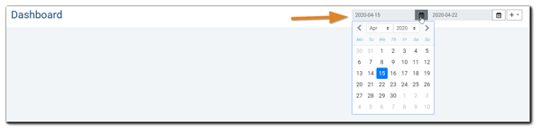 Screenshot: Date range fields for Dashboard widget customizations.