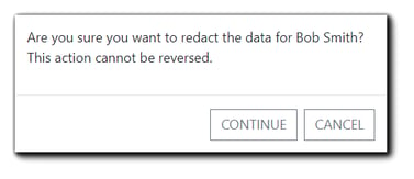 Screenshot: confirmation window for redacting registrant information.