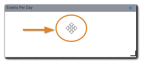 Screenshot: Widget box with four-sided arrow highlighted for moving a widget.