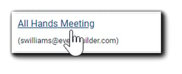 Screenshot: A pointer selecting the "All Hands Meeting" event.