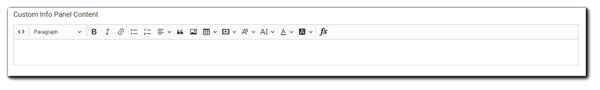 Screenshot: Simple HTML editor for Customer Info Panel Content.