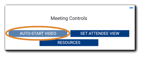 Screenshot: Meeting Controls with 'Auto-Start Video' option highlighted. Option is greyed out.