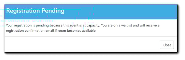 Screenshot: Registration Pending message.